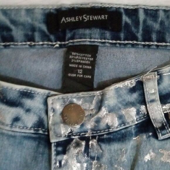 Ashley Stewart Foil and Distressed Accent 5 Pocket Denim Jeans (Size 12) NEW!!! - Picture 6 of 10